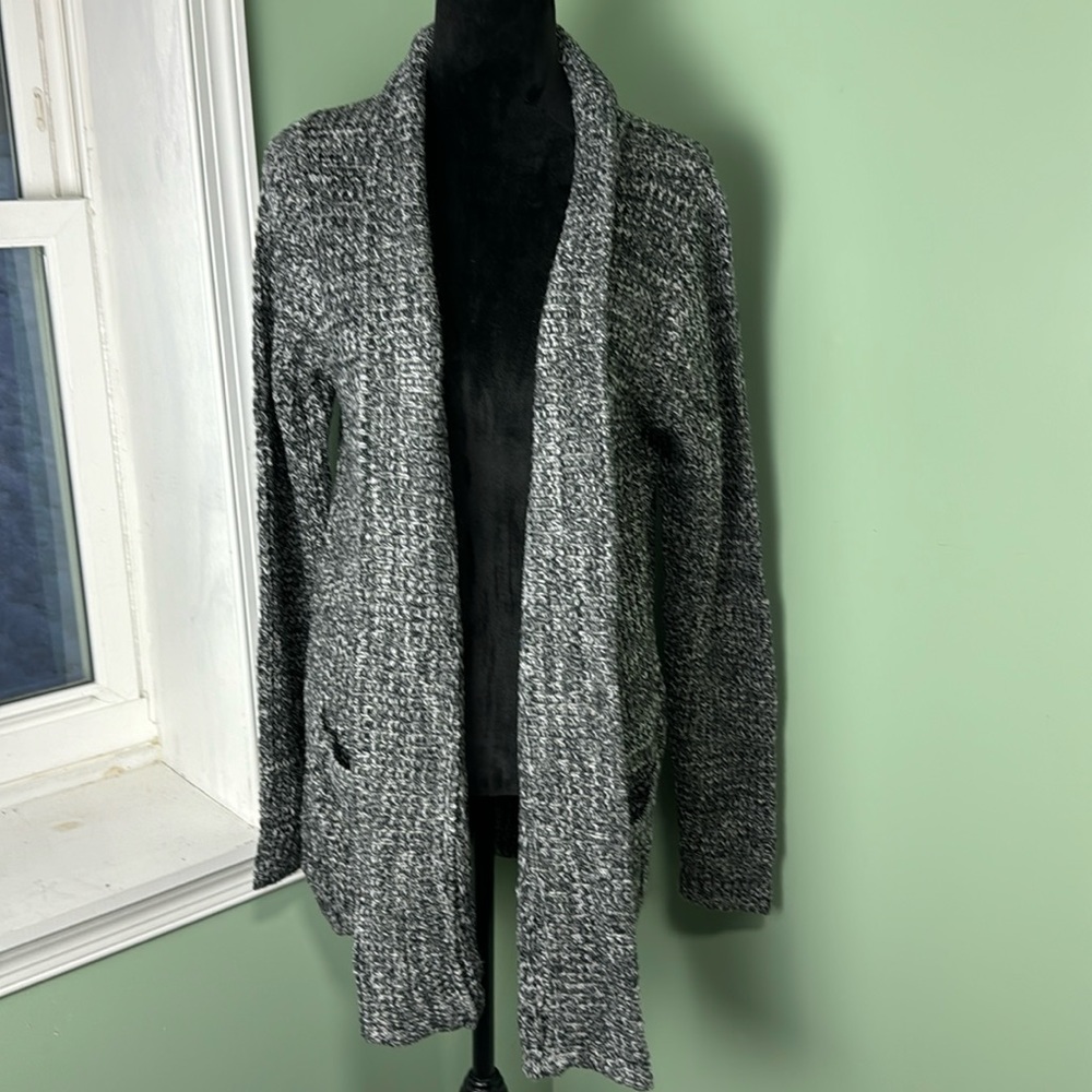 NWT, Joan Vass black gray cardigan sweater XL